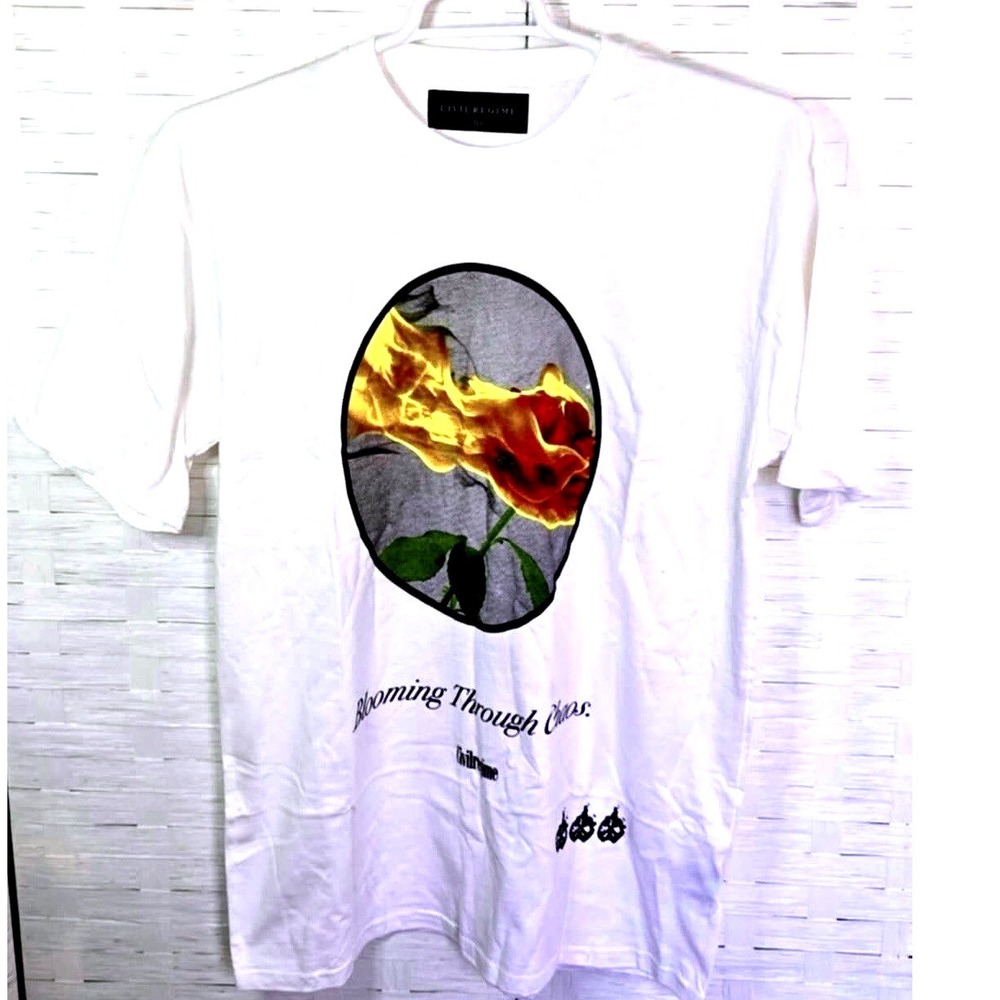 Civil Regime Blooming Through Chaos Mens T-Shirt White Size L